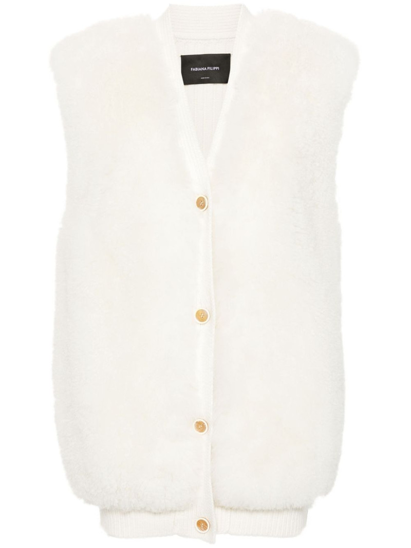 shearling sleeveless cardigan 1
