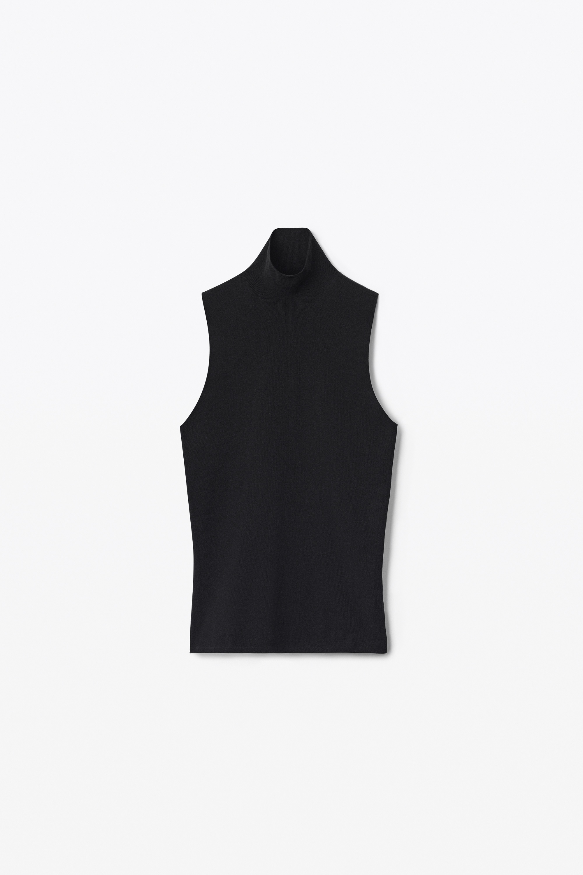 MOCK NECK TANK IN SEAMLESS RIBBED NYLON - 1