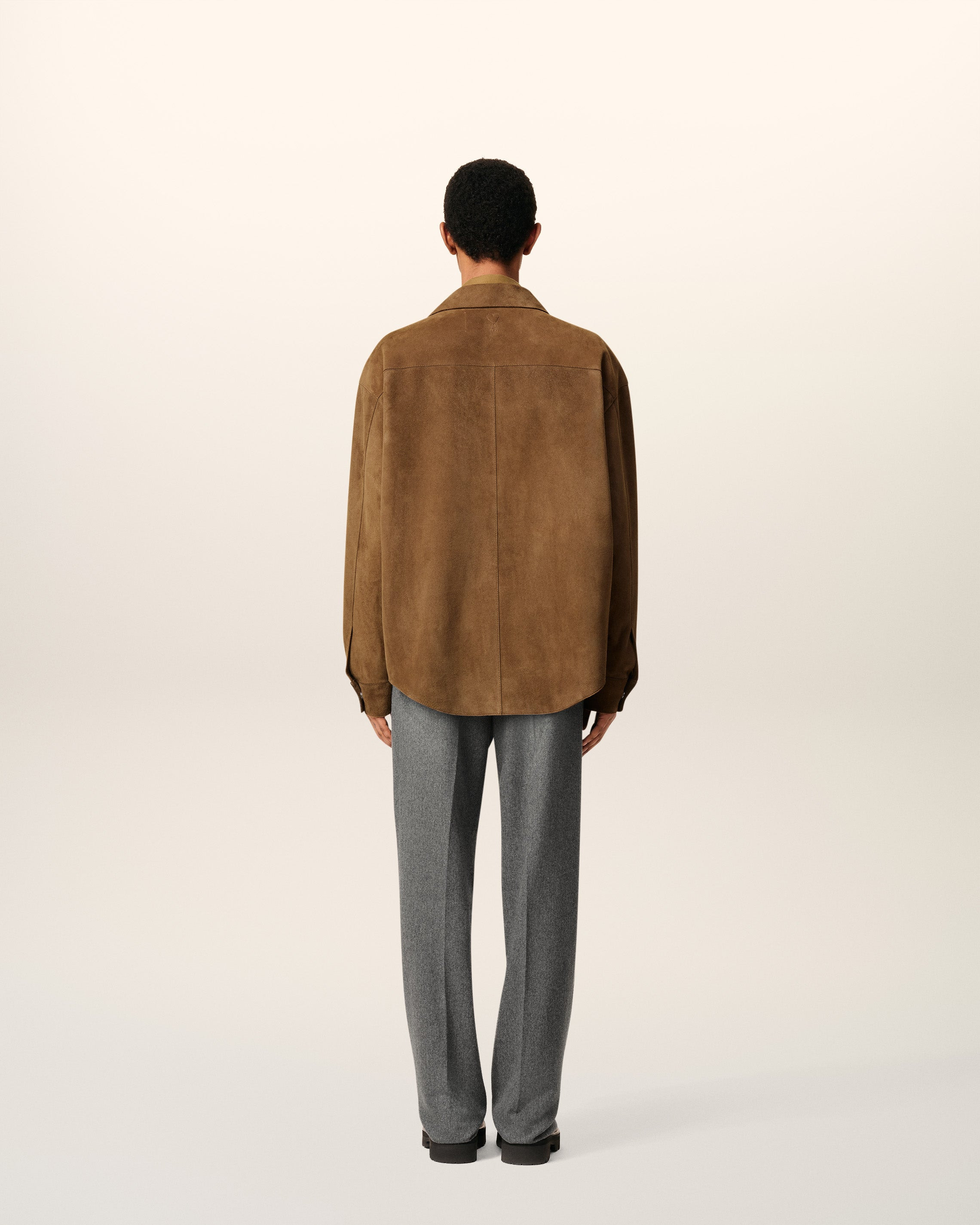 BROWN LEATHER OVERSHIRT - 5