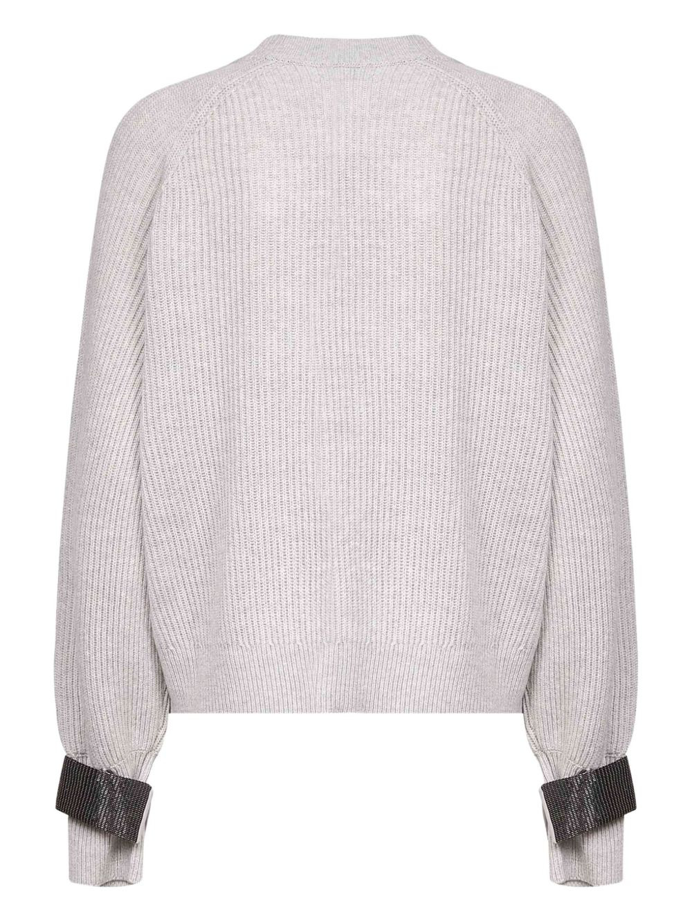 embroidered-cuff button cardigan - 2