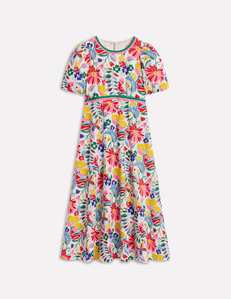 Empire Linen Tea Dress-Multi, Wildflower Trail 1