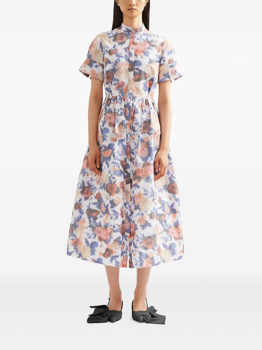 floral-print short-sleeve midi dress - 2