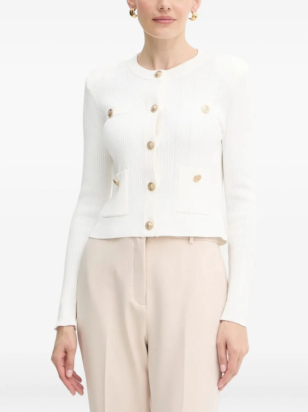 ribbed buttoned cardigan - 1