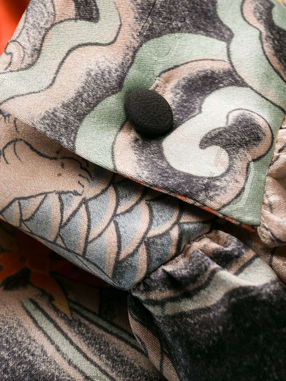 oriental print satin dress - 6