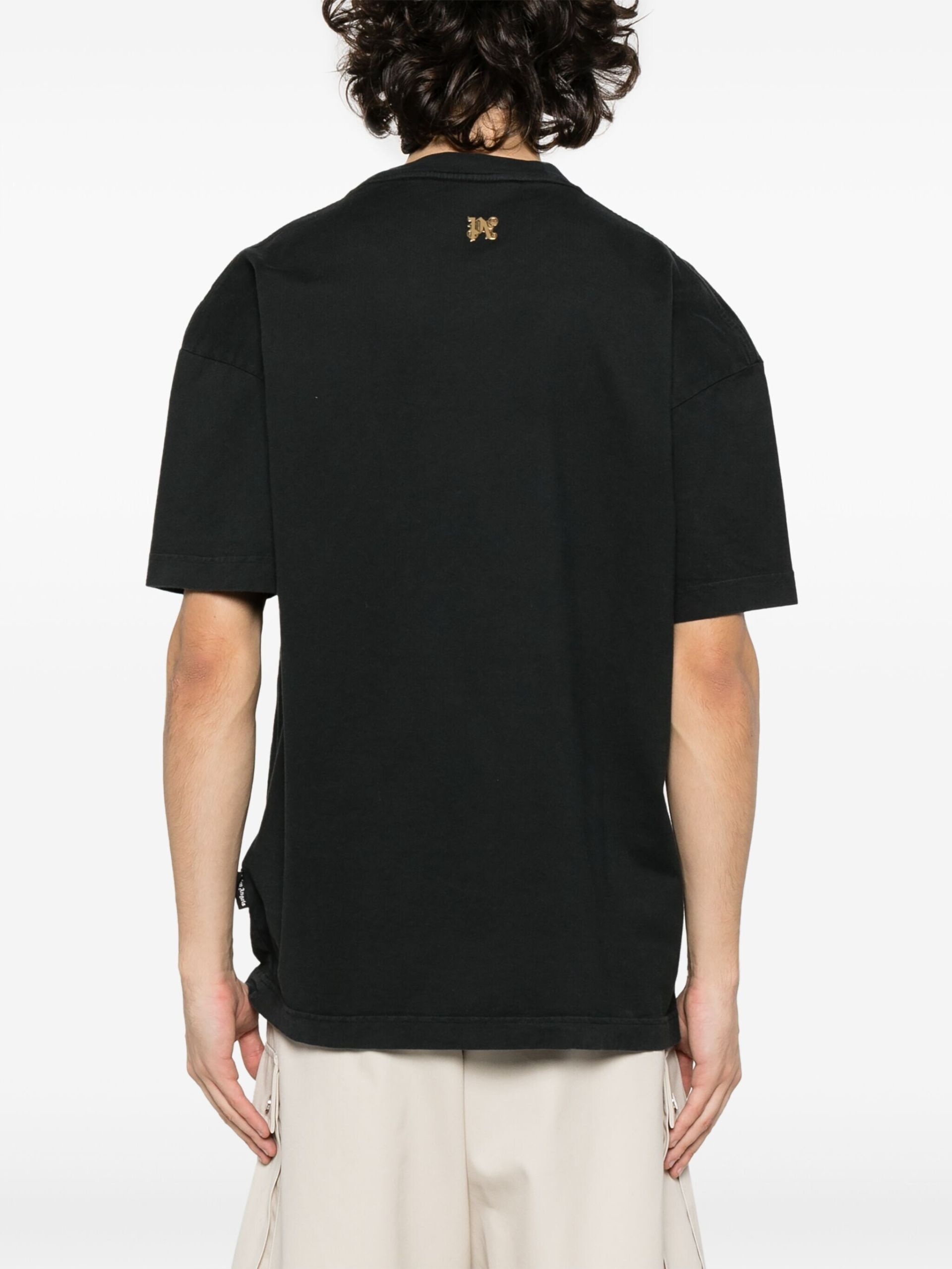 Black Burning Monogram-Print Cotton T-shirt - 4