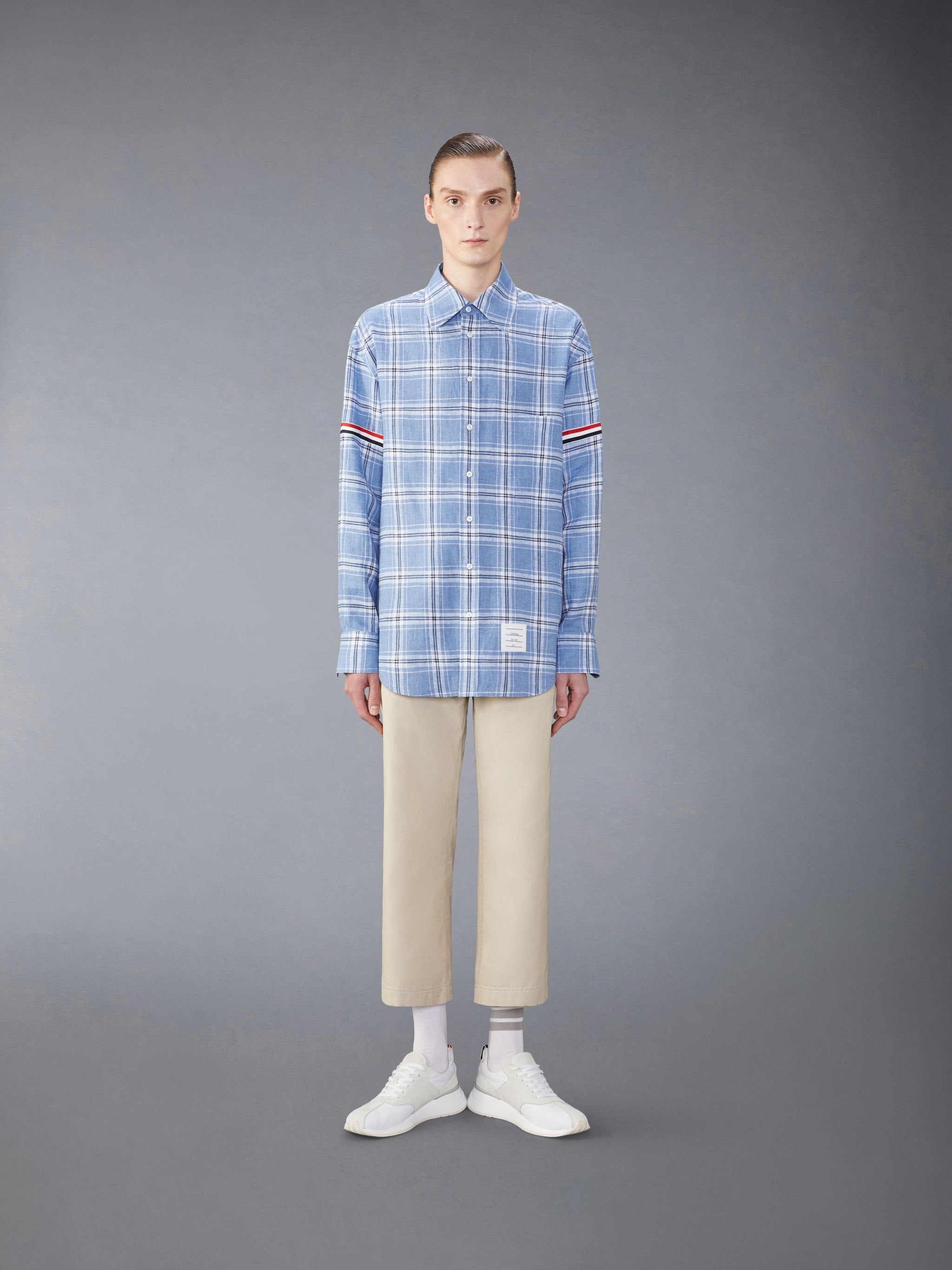 RWB stripe checked linen shirt - 3