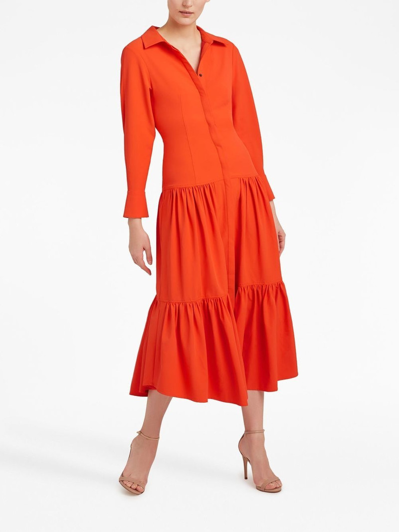 Cinq à Sept button-up long sleeve tiered dress outlook