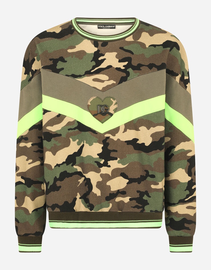 Camouflage-print jersey sweatshirt with DG logo - 1