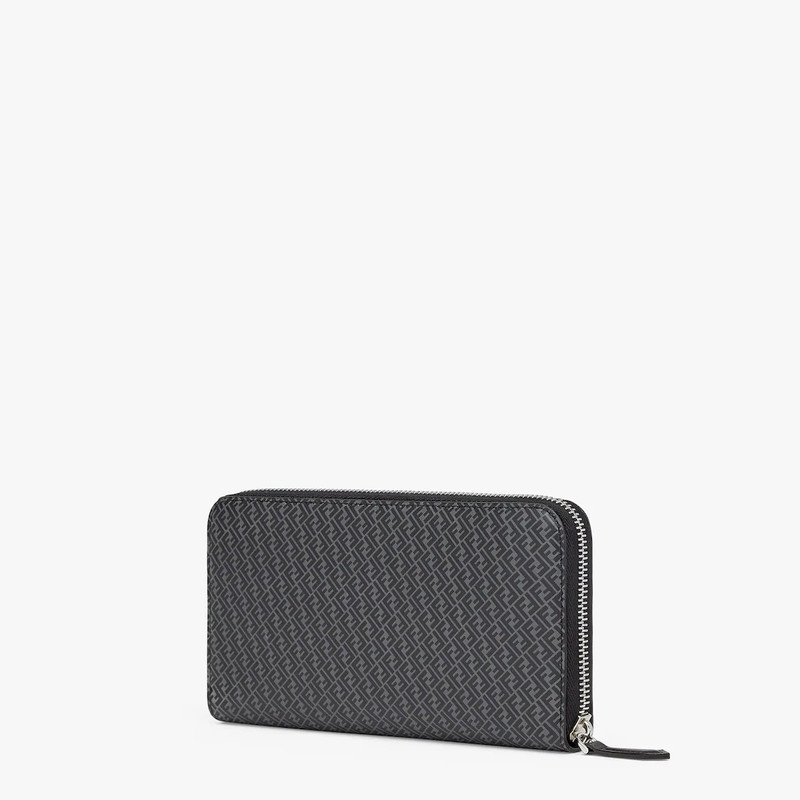Wallet with zip. Organized into three gusseted compartments with eight card slots and a zip pocket.  2