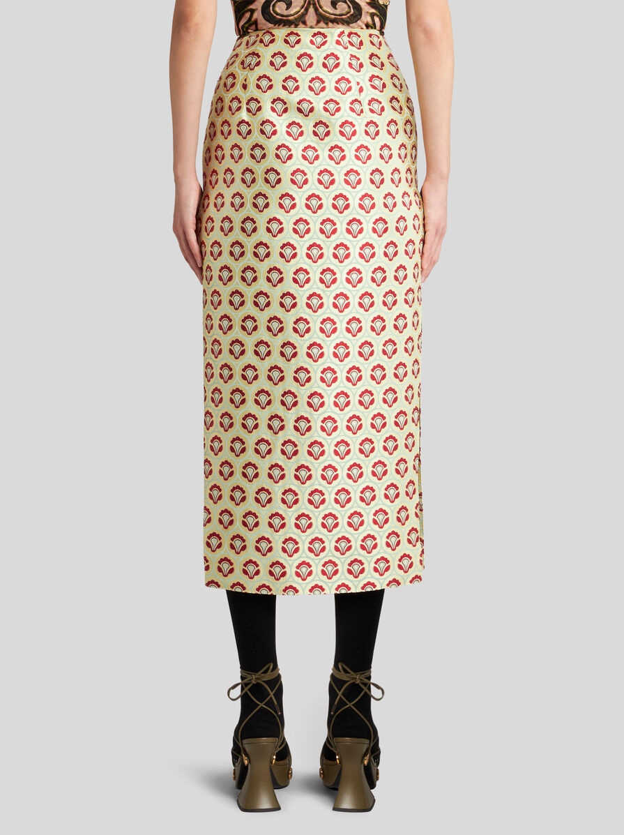 SHINY JACQUARD PENCIL SKIRT - 5