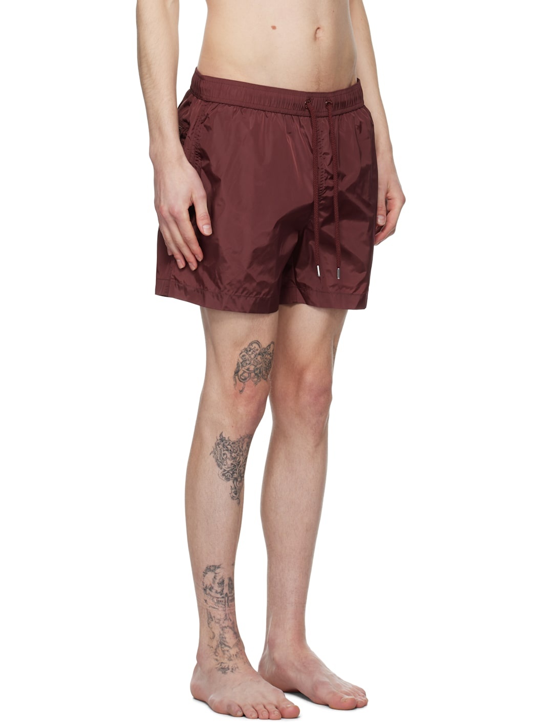 Burgundy Logo Patch Swim Shorts - 2
