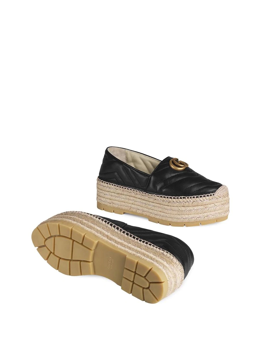 Leather espadrille with Double G - 3