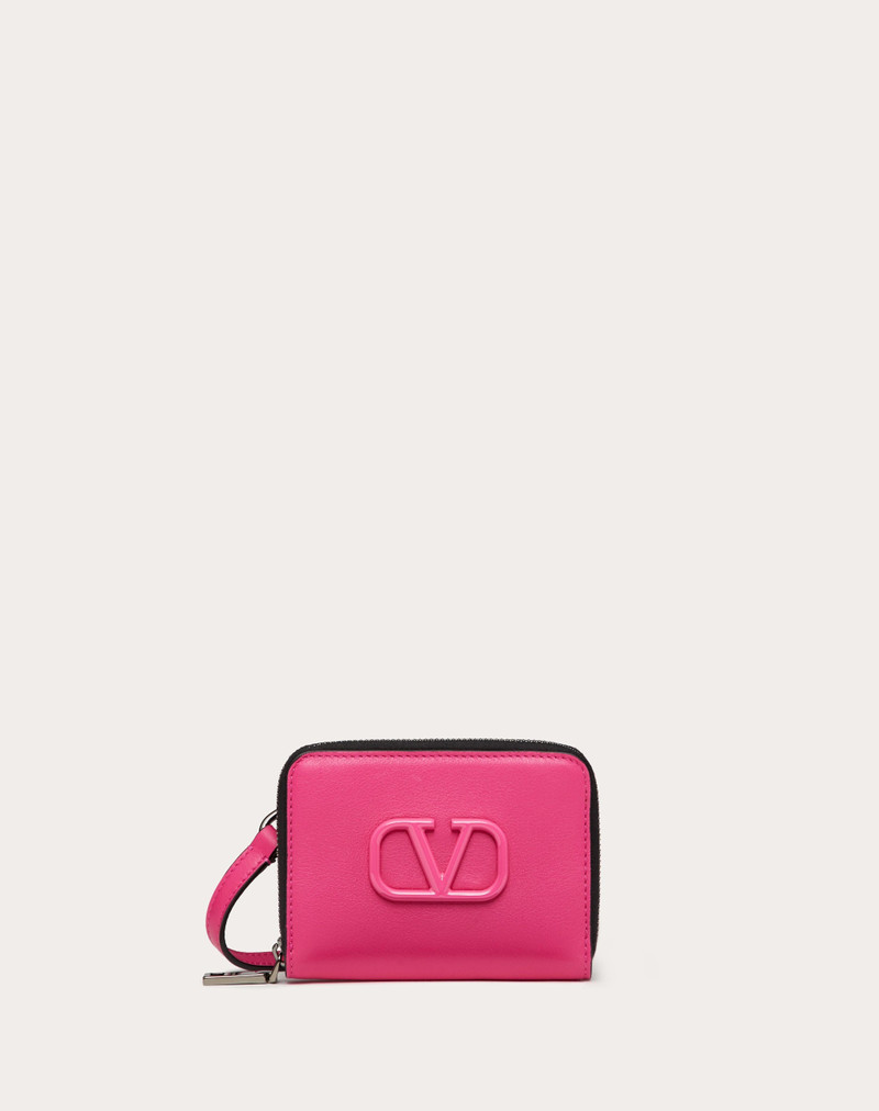 LACQUERED VLOGO SIGNATURE WALLET WITH NECK STRAP 1