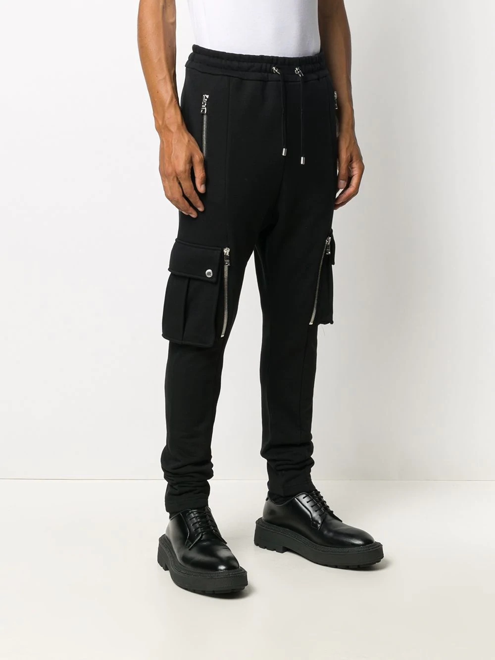 multi-pocket slim fit track pants - 3