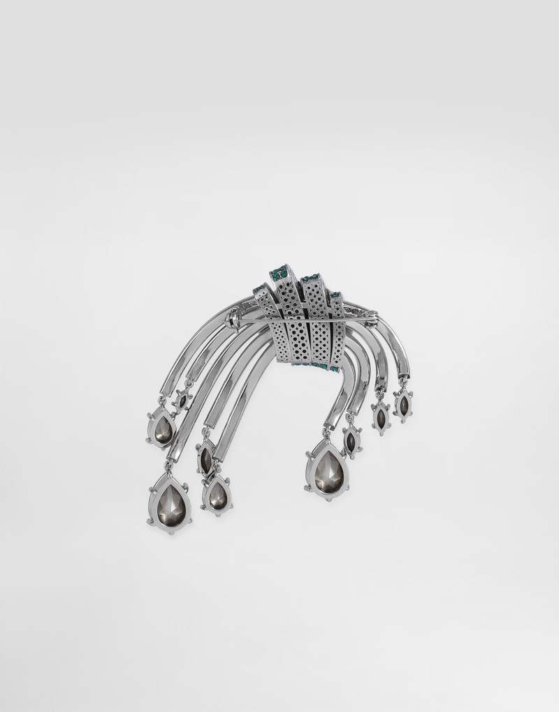 Floral brooch with rhinestones 3