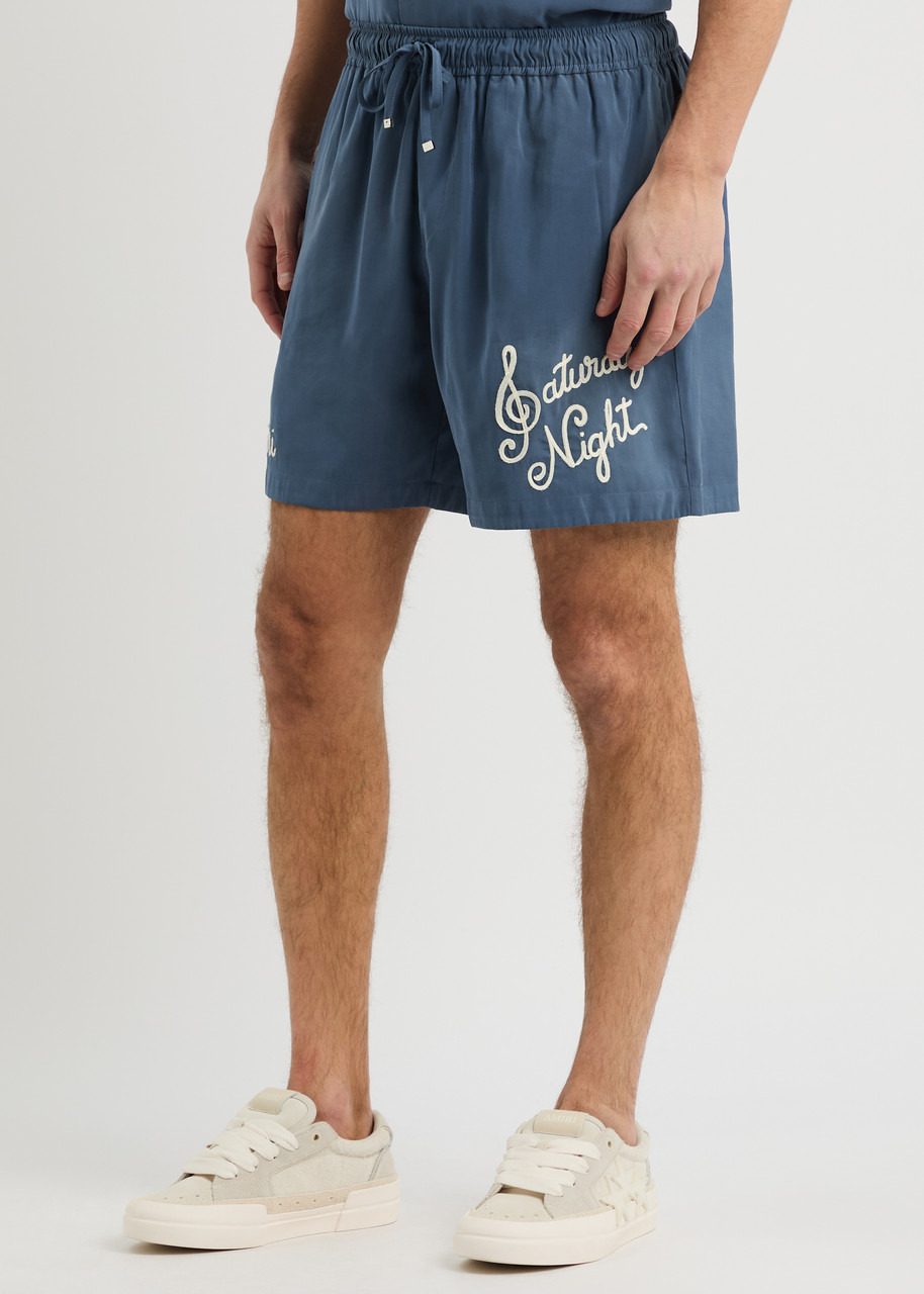 Amiri Saturday Night Embroidered Woven Shorts - 2