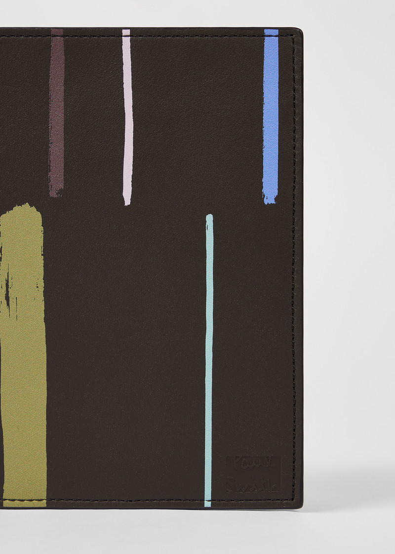 Paul Smith Brown 'Painted Stripe' Leather Passport Cover outlook