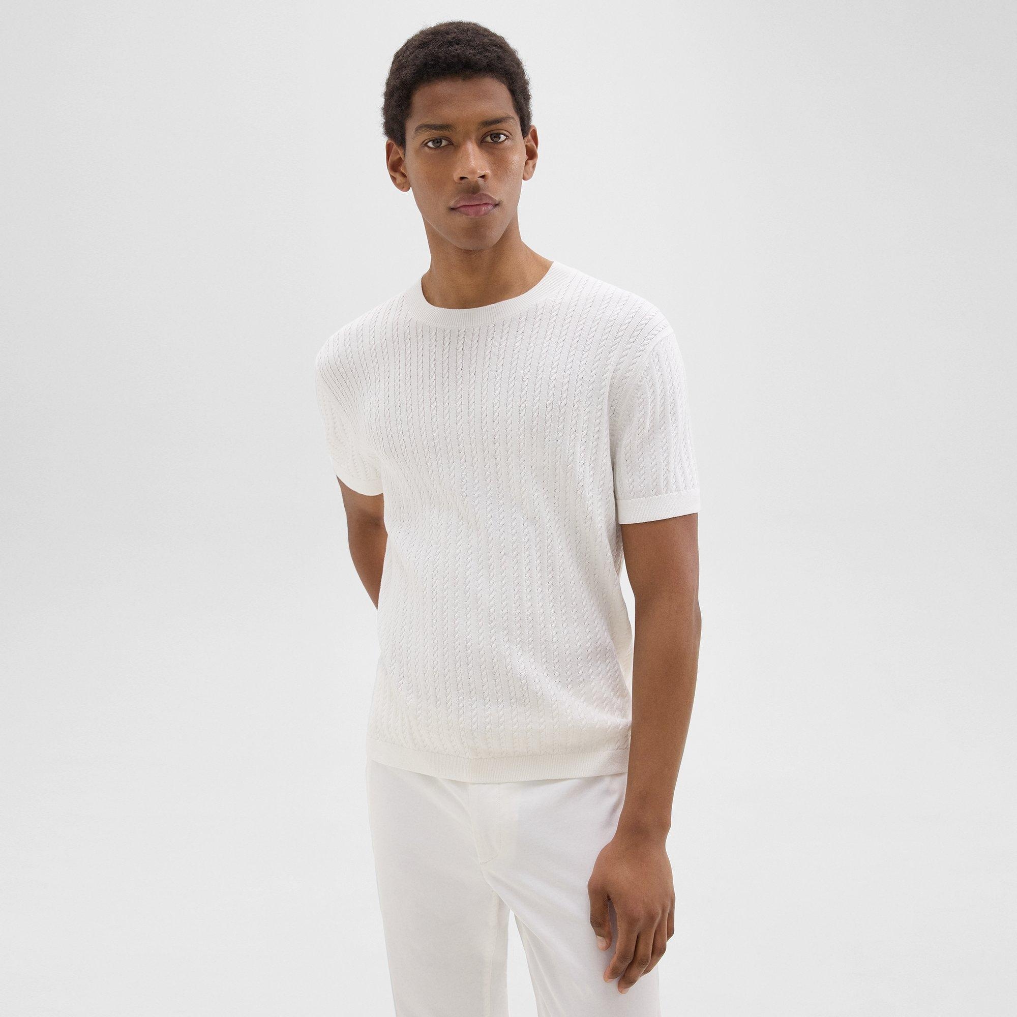 Cable Knit Tee in Cotton - 2