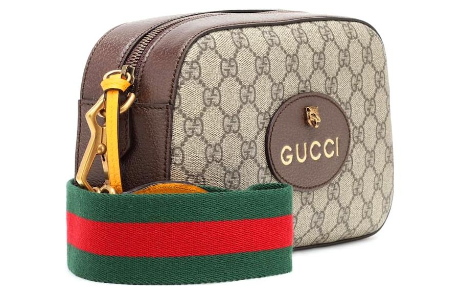 Gucci Neo Vintage Metallic Tiger Head Logo Stripe Webbing Shoulder Messenger Bag Unisex / / Brown /  - 7