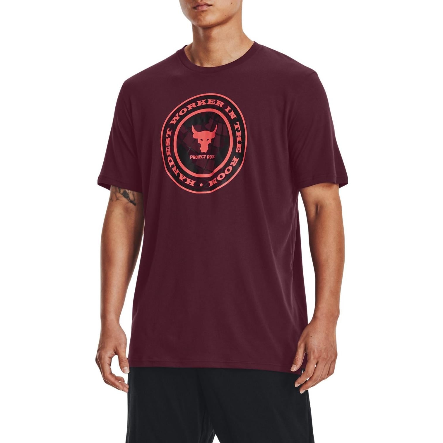 Under Armour Project Rock Globe T-shirt 'Burgundy' 1373746-600 - 5