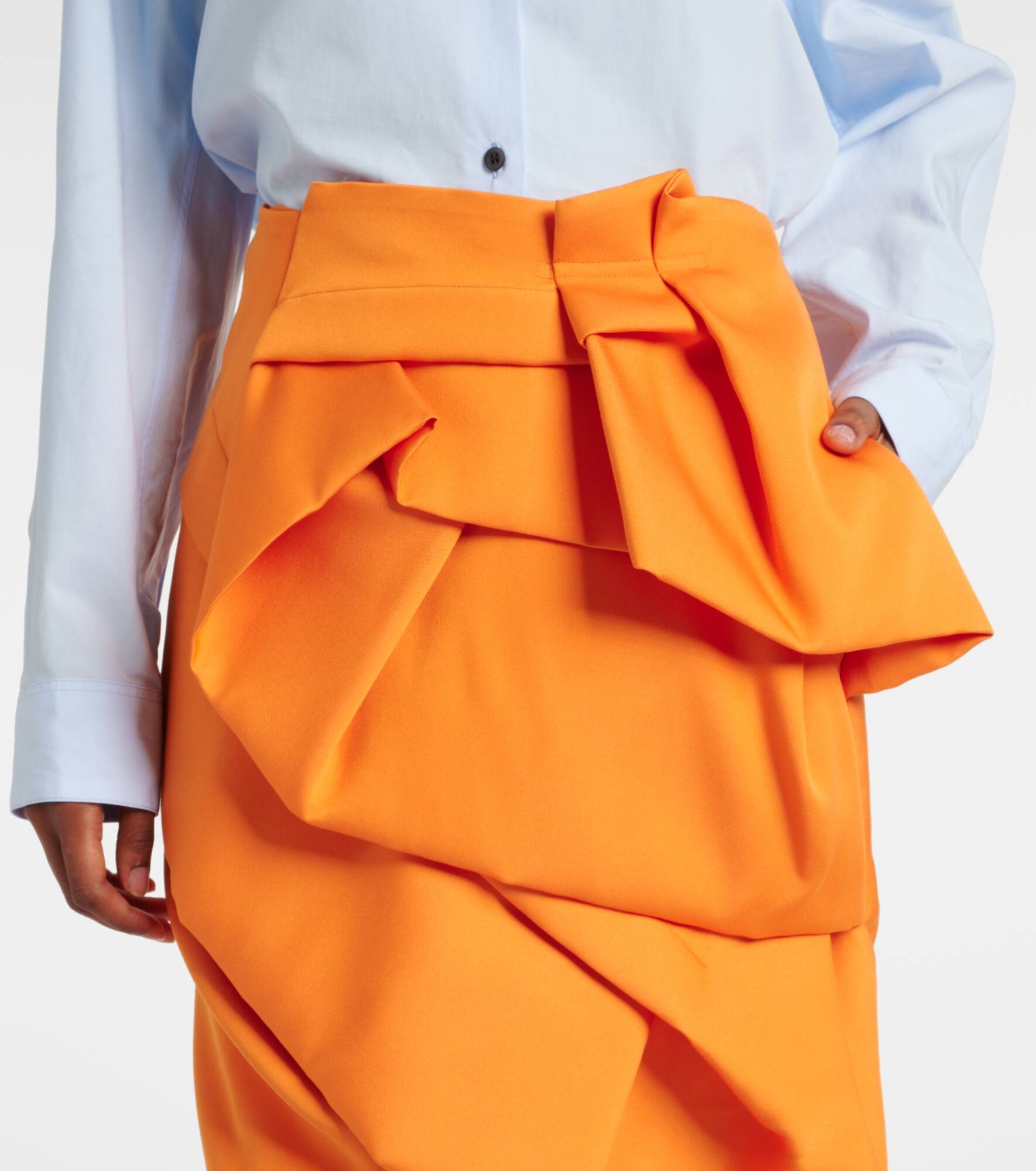 Draped satin midi skirt - 4