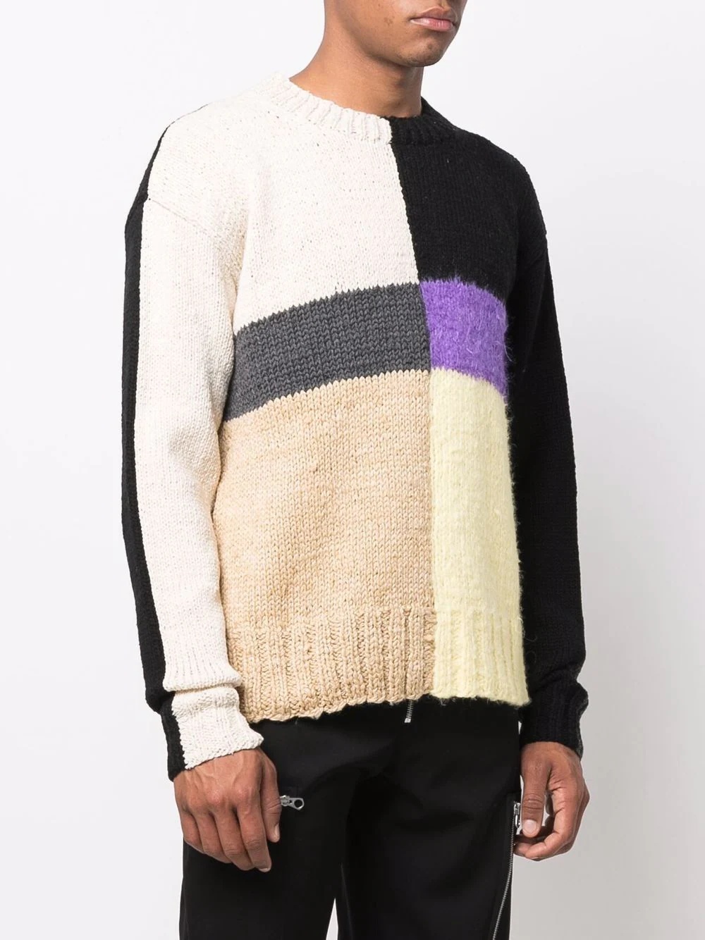 colour-block crew-neck jumper - 4