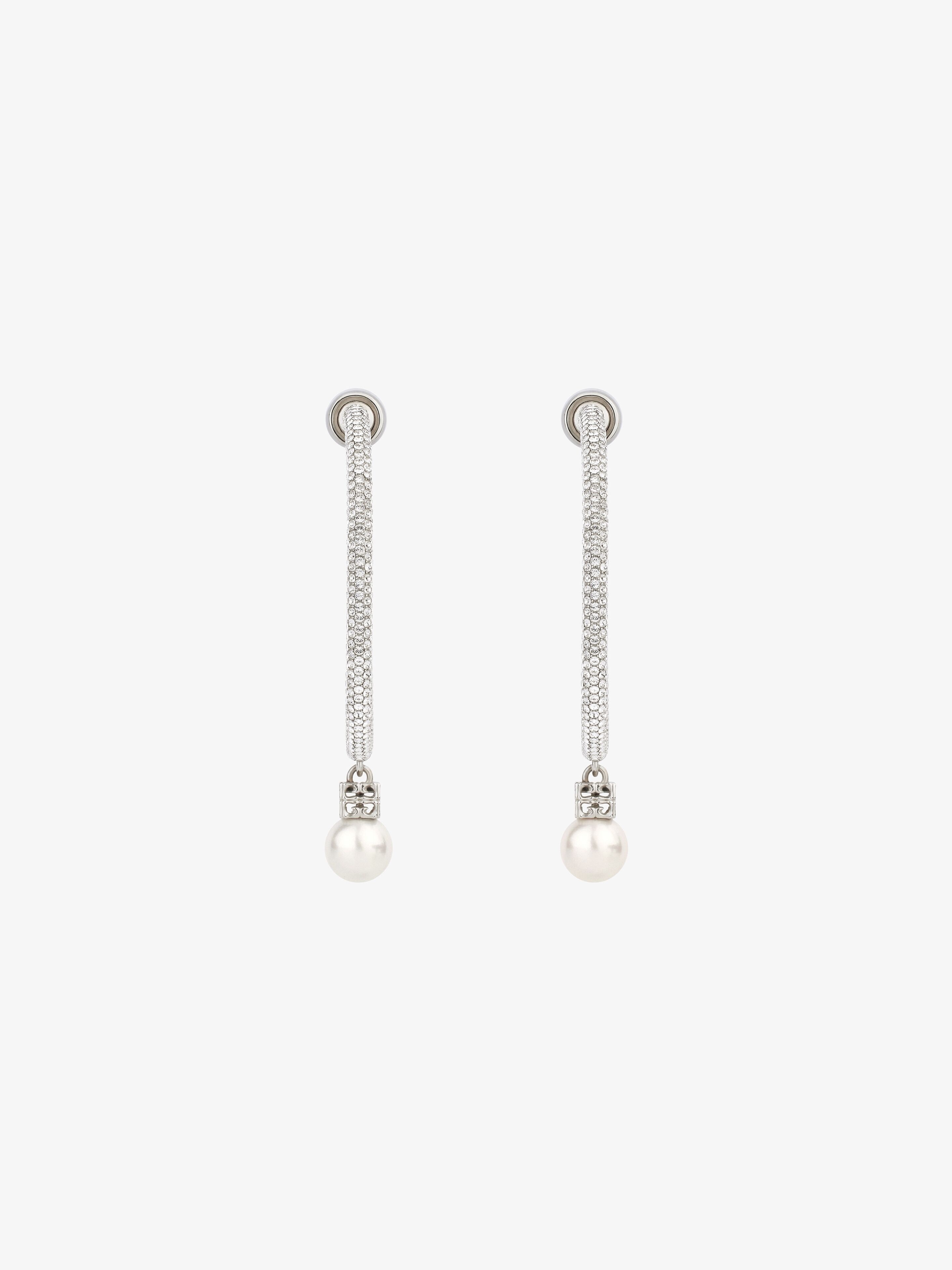 PEARL EARRINGS IN METAL WITH CRYSTALS - 1