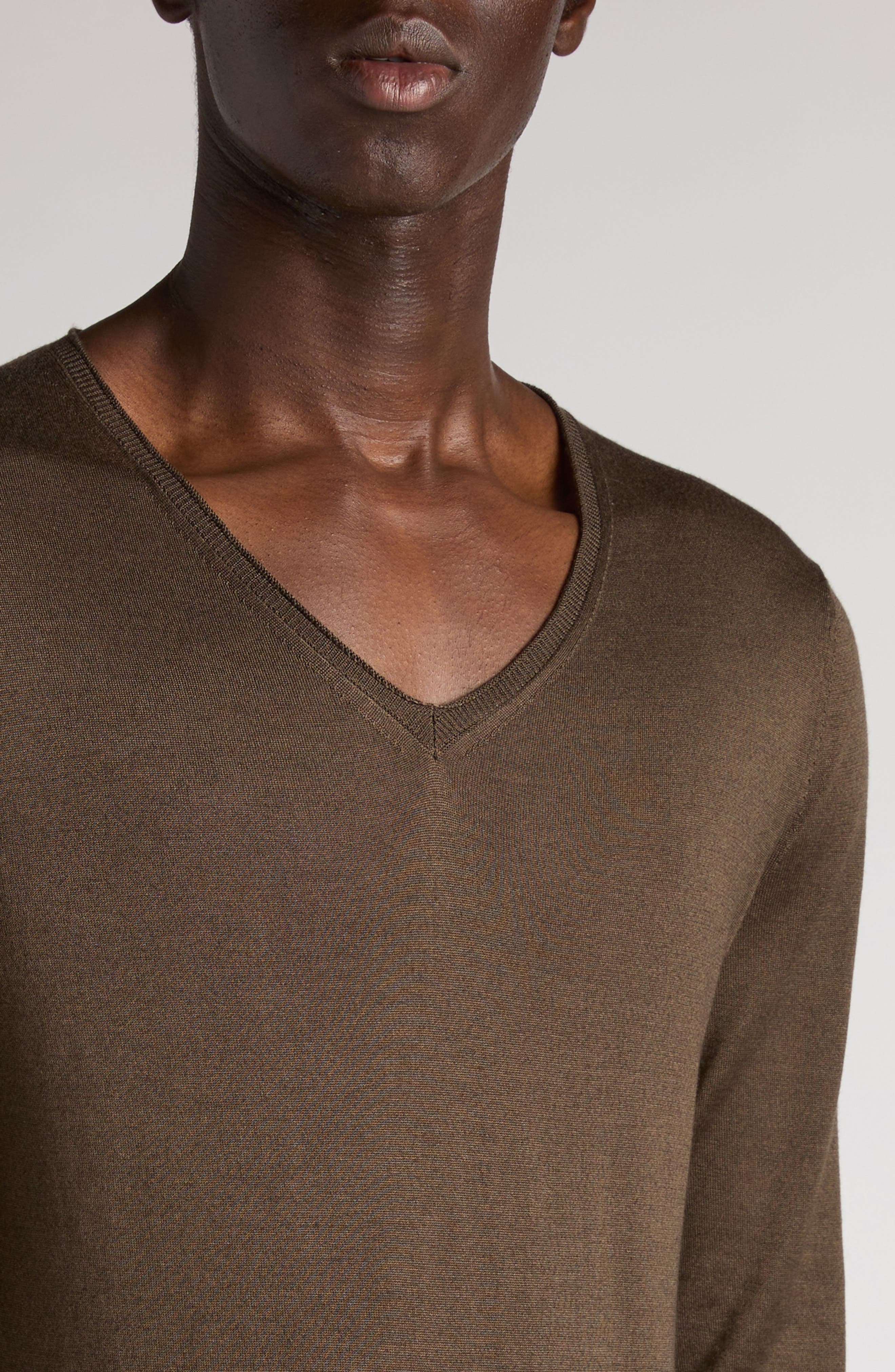 TOM FORD Silk & Cashmere V-Neck Sweater in Taupe Brown at Nordstrom - 5