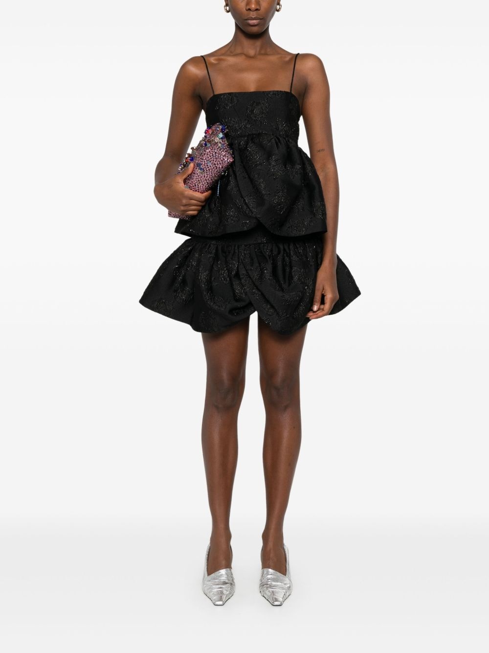 cloqué-effect draped-detailing top - 2