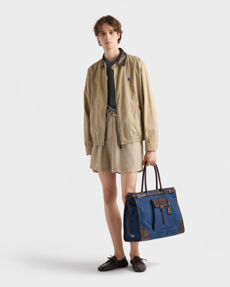 Prada Prada Bonnie denim and leather tote bag outlook