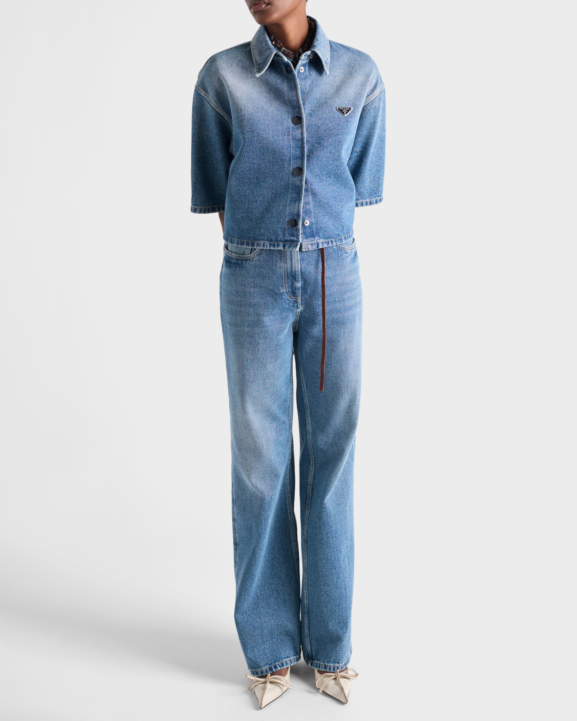 Cropped denim shirt - 6