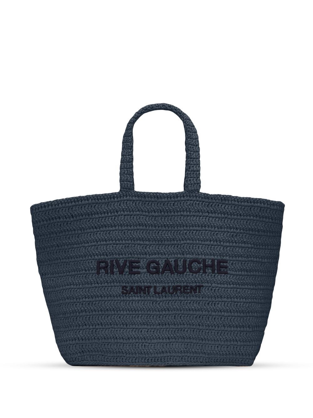 Rive Gauche embroidered raffia tote bag - 1