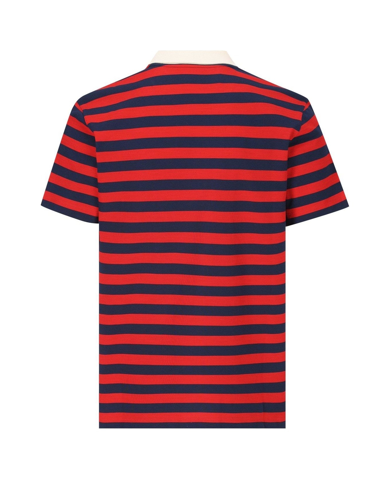 Striped Button Detailed Polo Shirt - 2
