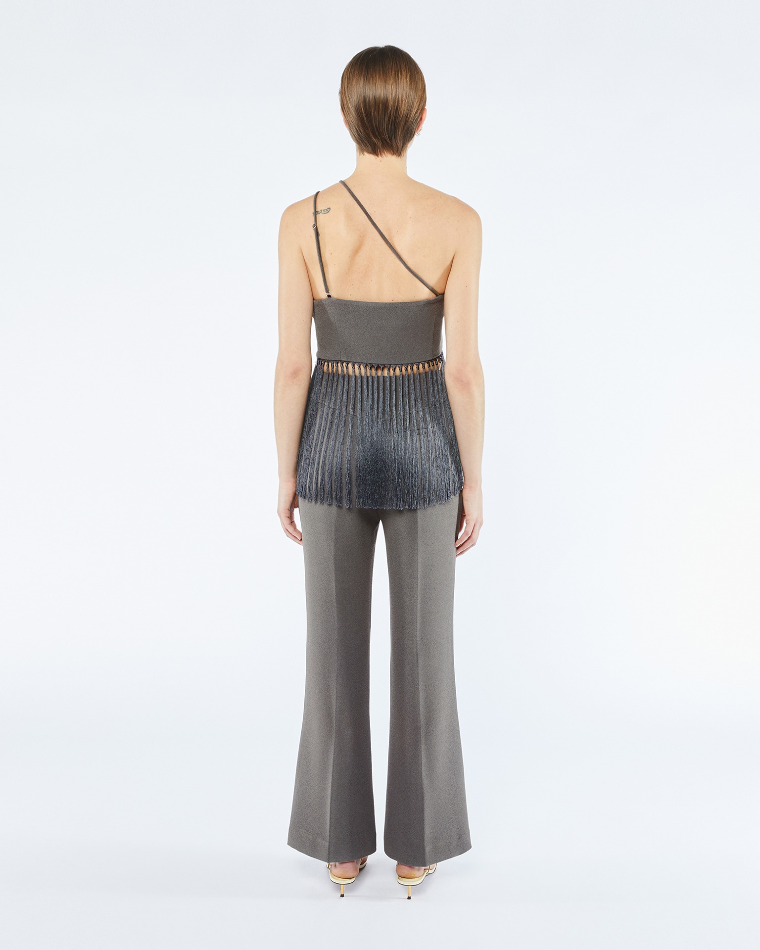EMILOU - Fringed halterneck top - Dark grey - 4