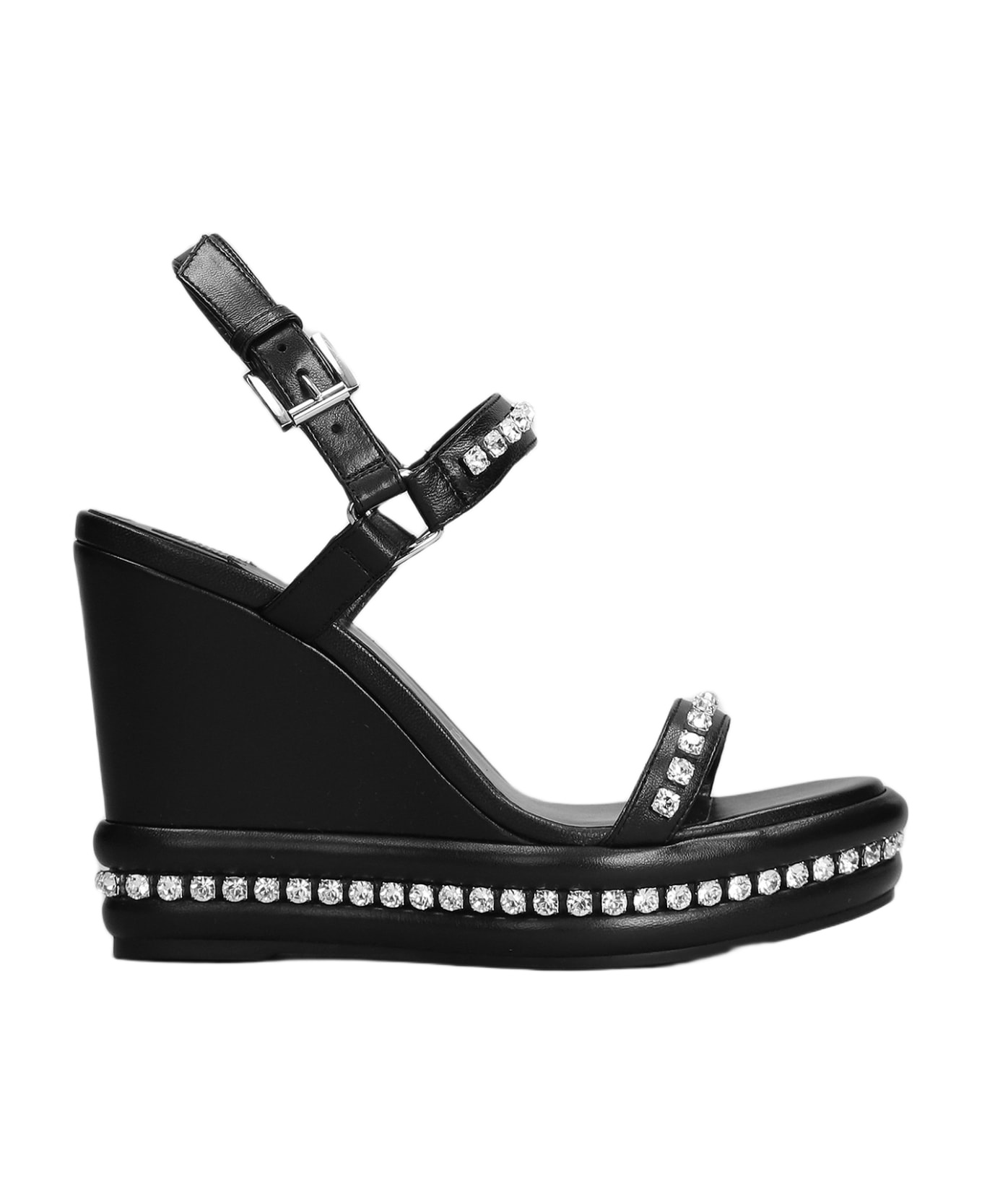 Pyrastrass 110 Wedges In Black Leather - 1