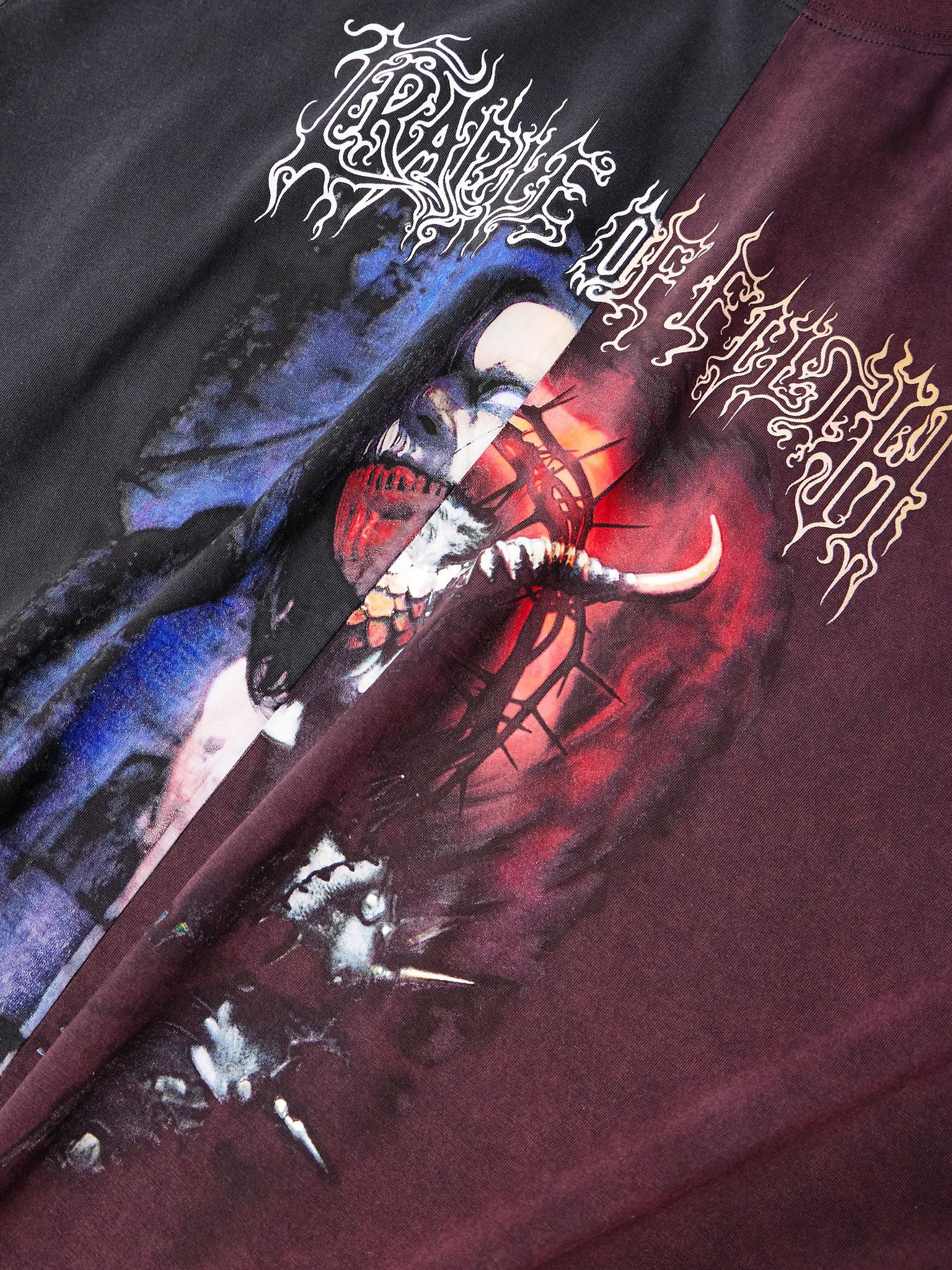 + Cradle of Filth Oversized Panelled Printed Cotton-Jersey T-Shirt Red - 4