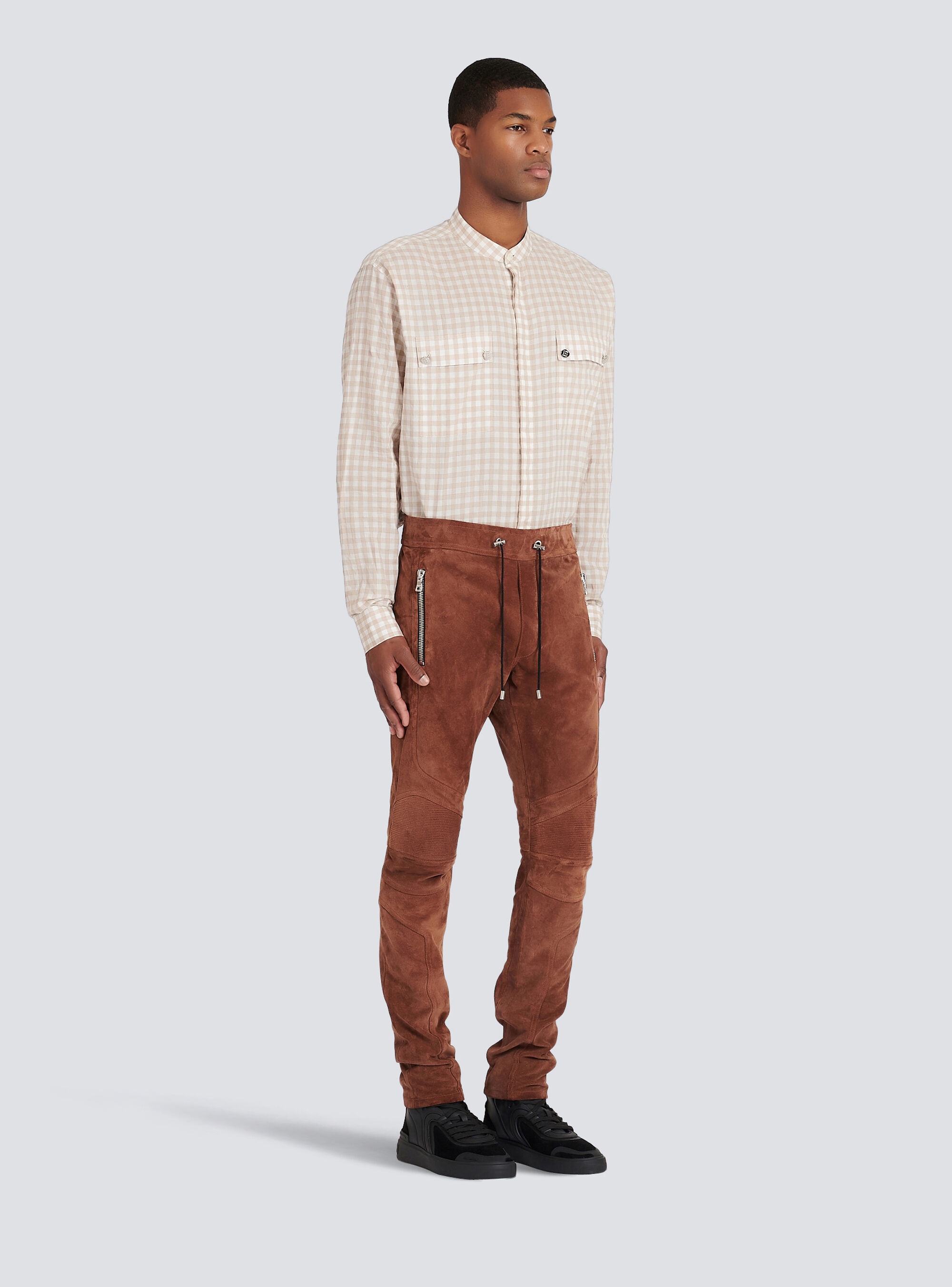 Balmain x Netflix -Slim cut suede pants - 5