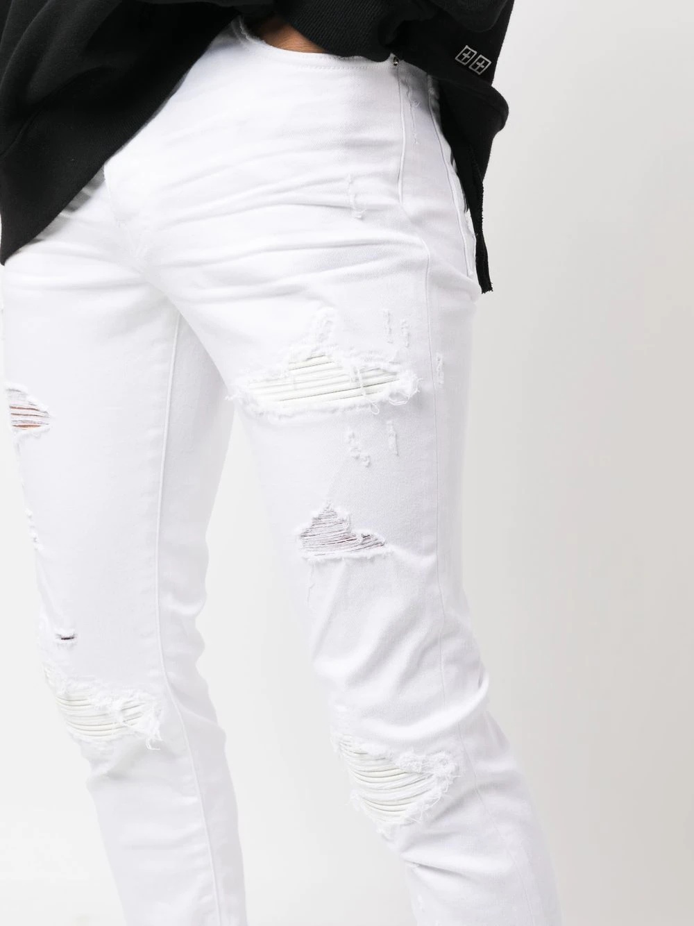 distressed skinny-cut jeans - 5