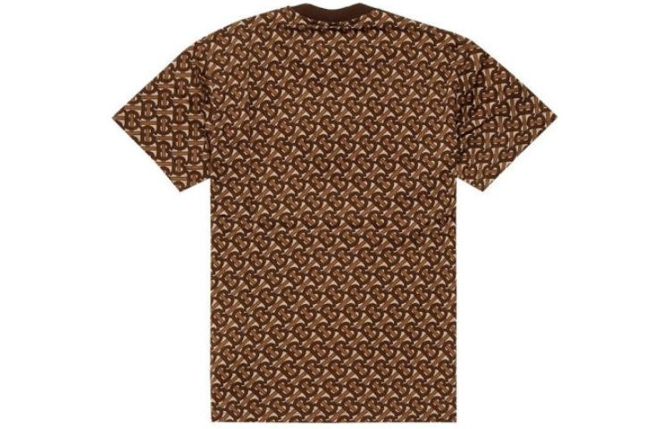 Men's Burberry Logo Stripe Printing Short Sleeve Brown 80182391 - 2