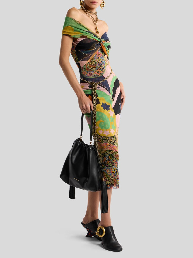 Etro TULLE MIDI DRESS WITH OPEN SHOULDERS AND TWO PRINTS outlook