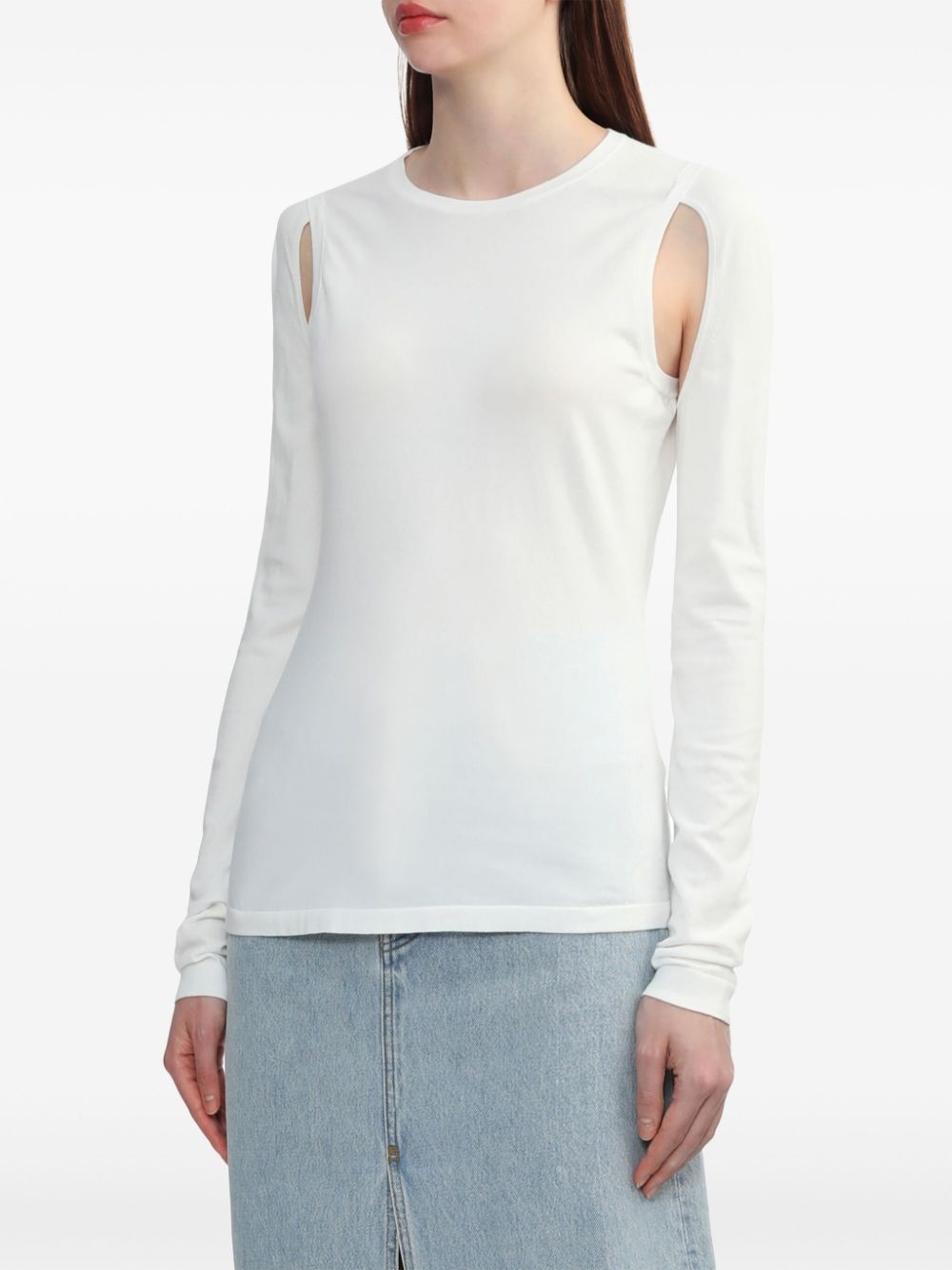 cut-out fine-knit jumper - 3