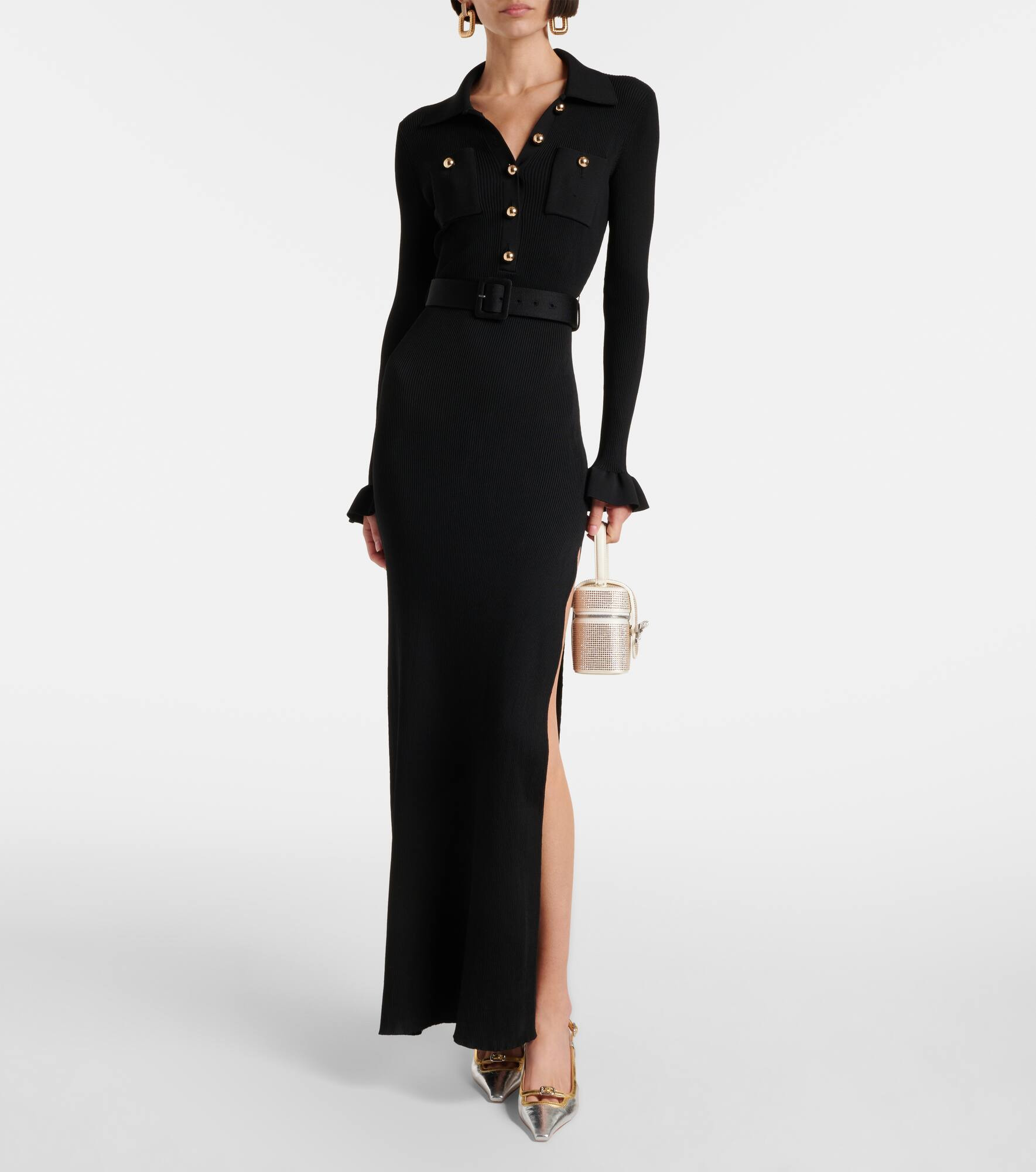 Ribbed-knit side-slit maxi dress - 2
