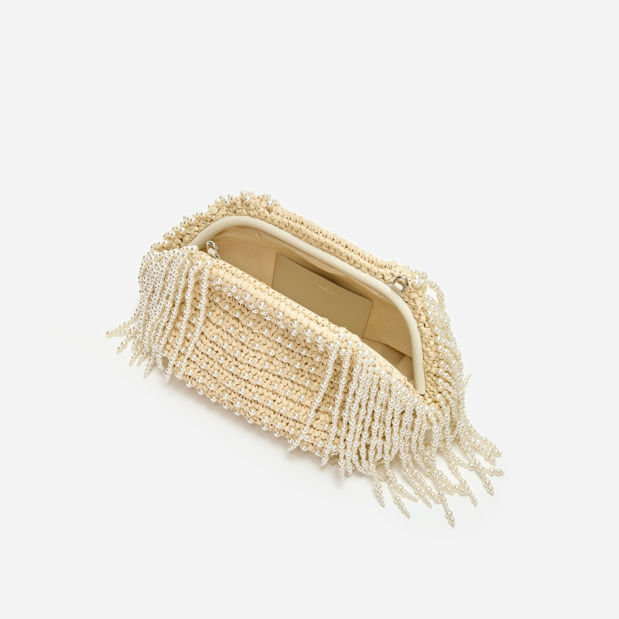 Raffia Pearl Fringe Clutch - 5