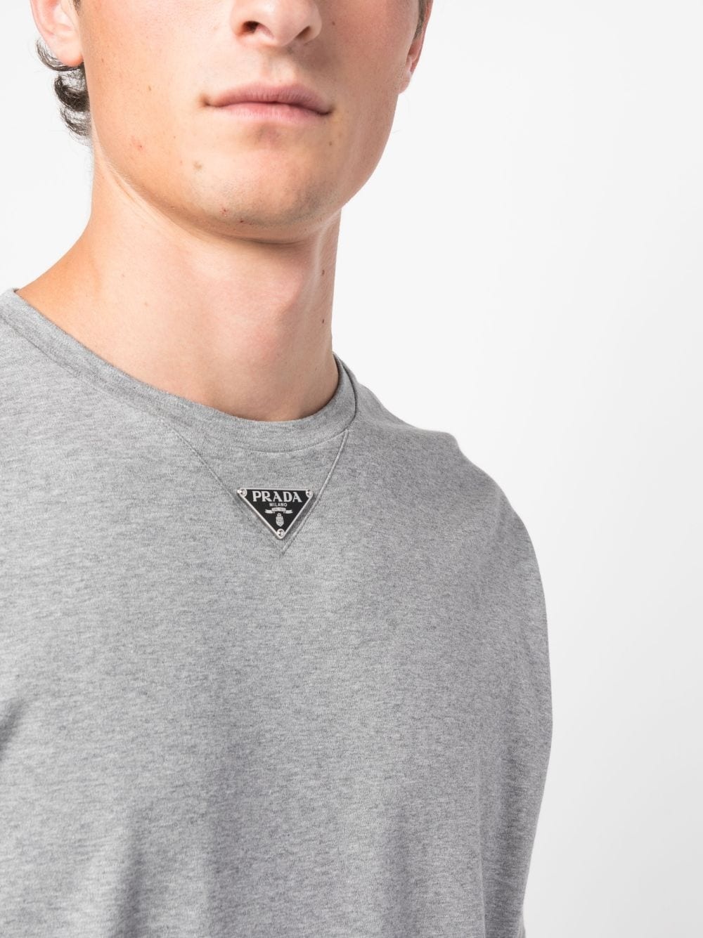 triangle-logo cotton T-shirt - 5