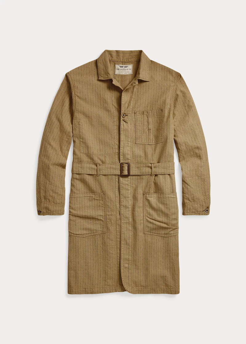 Striped Linen-Cotton Shop Coat 1