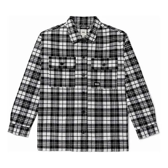 (WMNS) Vans Contrasting Colors Plaid Lapel Shirt Jacket Black VN0A7TNTEM3 - 1