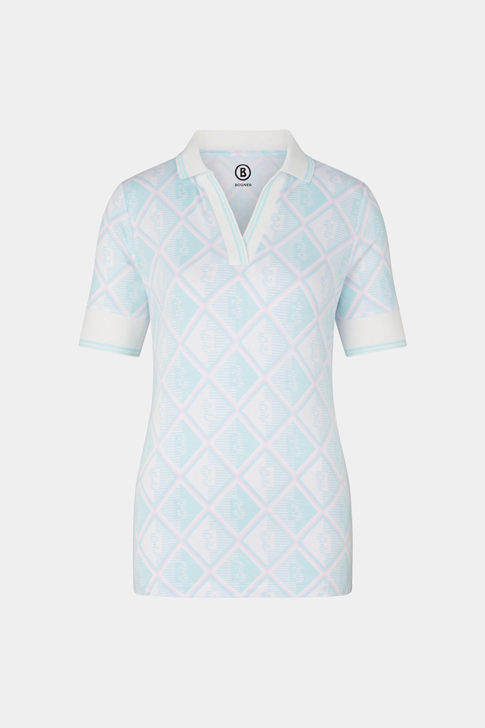 Elonie Printed polo shirt in Light blue/Off-white/Rose - 1