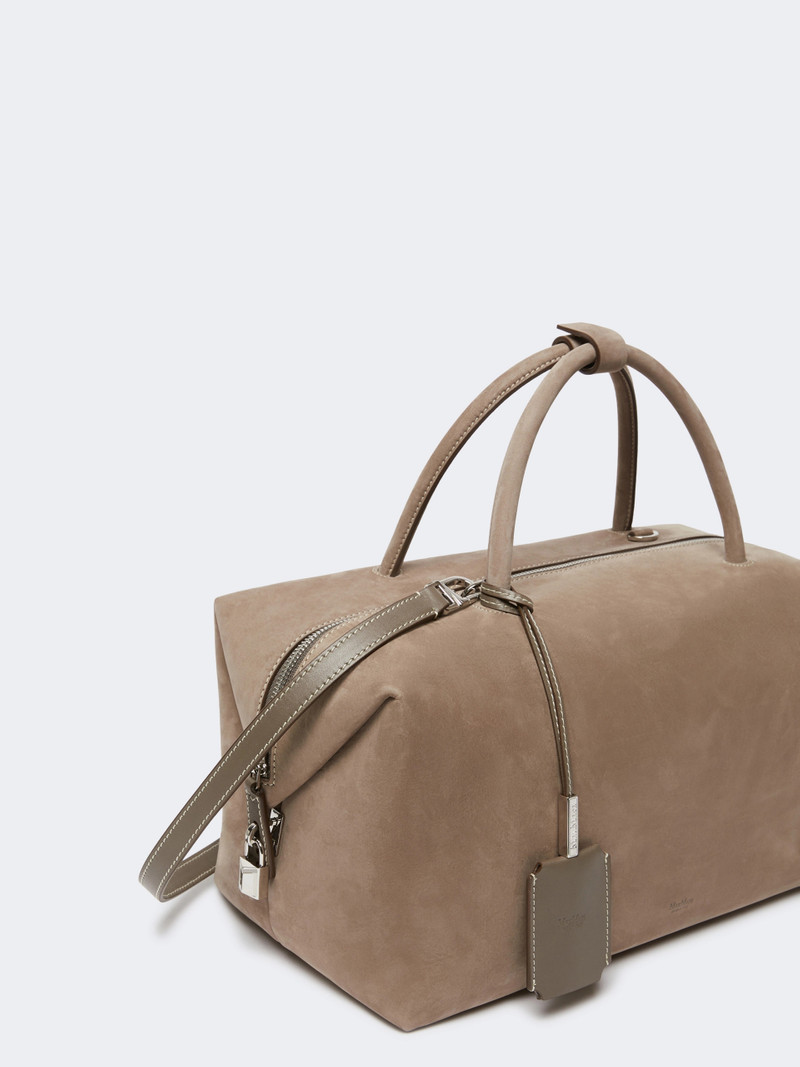 HOLDALLLSUE Large nubuck leather Boston bag - TURTLEDOVE 4