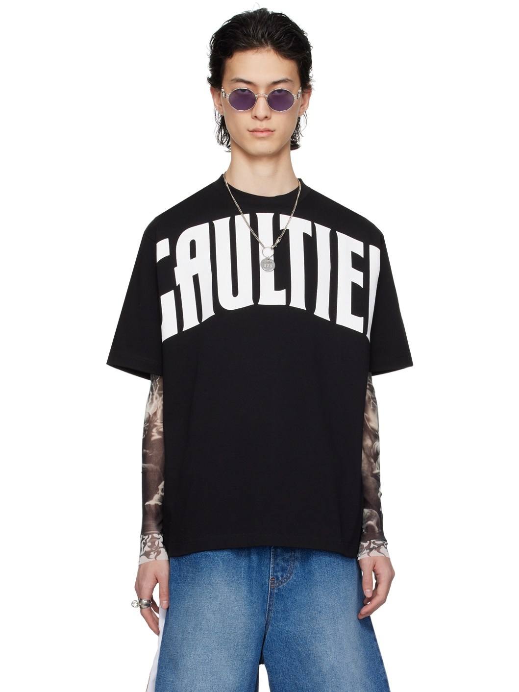Black 'The Large Gaultier' T-Shirt - 1