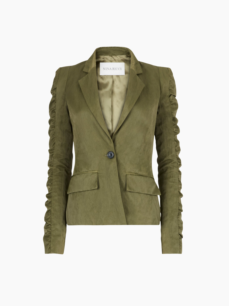 Crinkled Cotton Blazer With Ruffled Sleeves 5